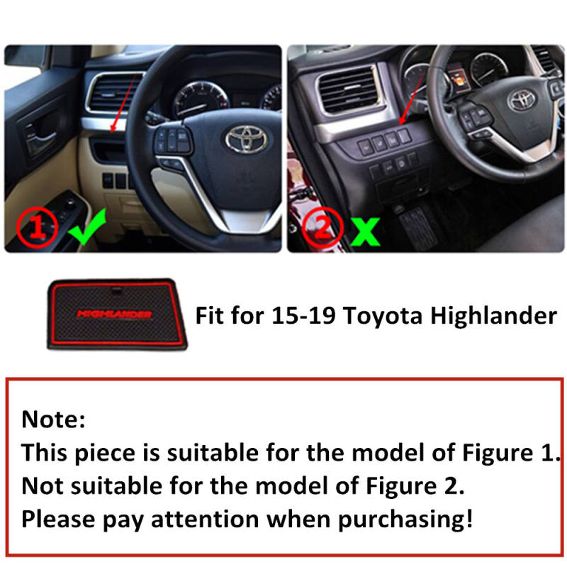 Non Slip Mat Kit Door Gate Slot for Toyota Highlander 2015-2019