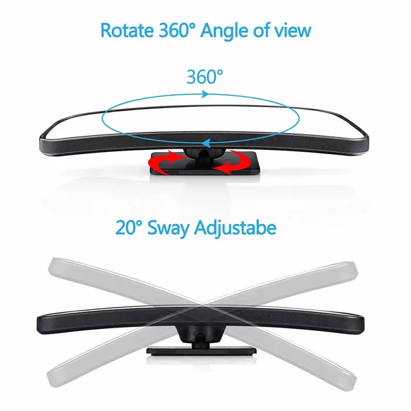 Rectangle 360°rotation + 20°sway Car Blind Spot Mirror