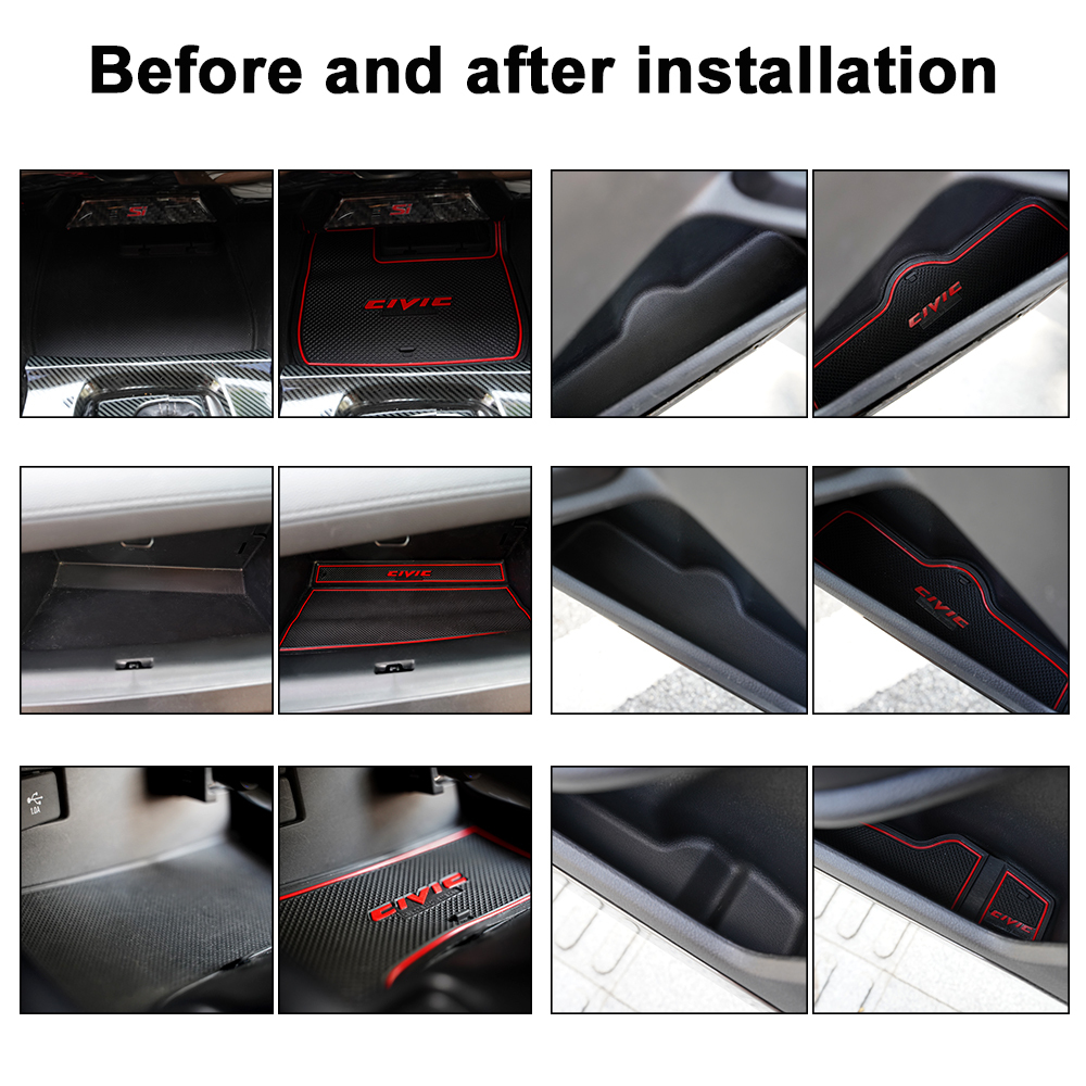 Non Slip Mat Kit Door Gate Slot for Honda Civic 10th Gen 2016-2020