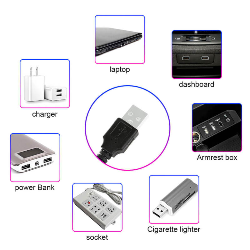 USB Atmosphere Light for Car Interior Armrest Box