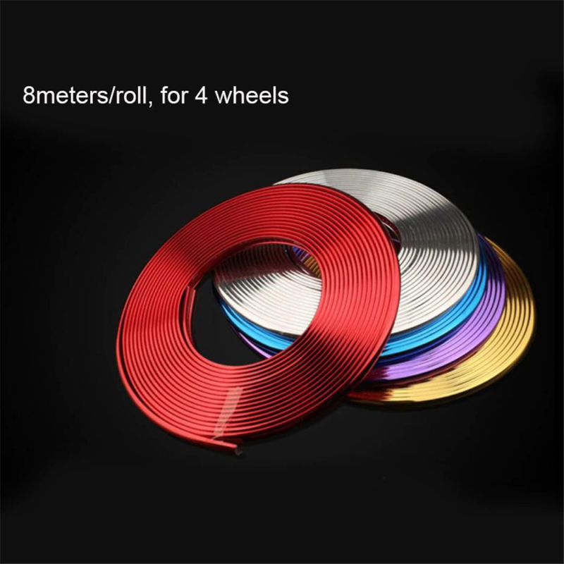 8M Car Chrome Tire Rims Decoration Moulding Trim Strip