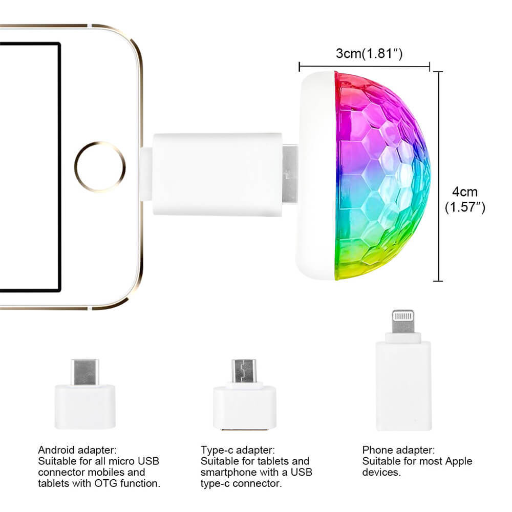 Mini Disco Light Bulb Sound Activated Party Lights 2PCS