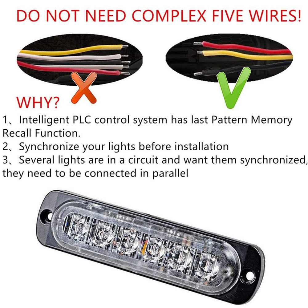6LED Emergency Strobe Lights for Trucks Car Motorcycle