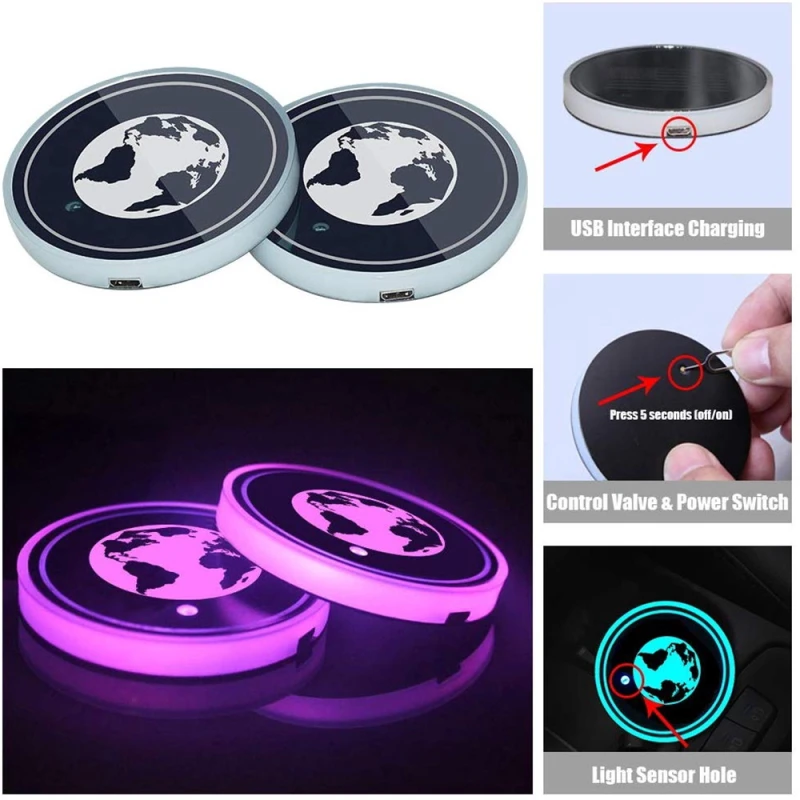 RGB LED Lights Car Drink Coaster