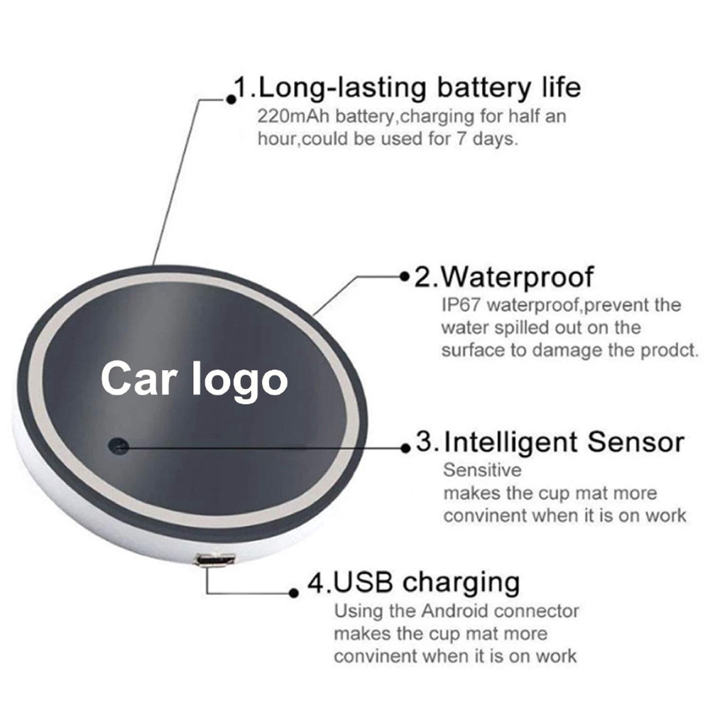 LED Car Logo Cup Holder Coaster