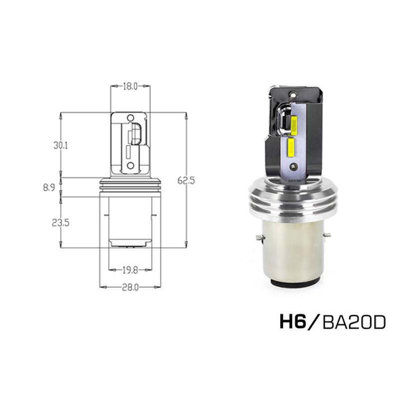 H4 LED Motorcycle Headlight Blub H6 BA20D Moto Light