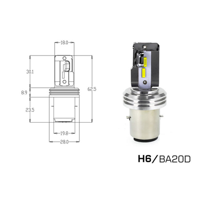 H4 LED Motorcycle Headlight Blub H6 BA20D Moto Light
