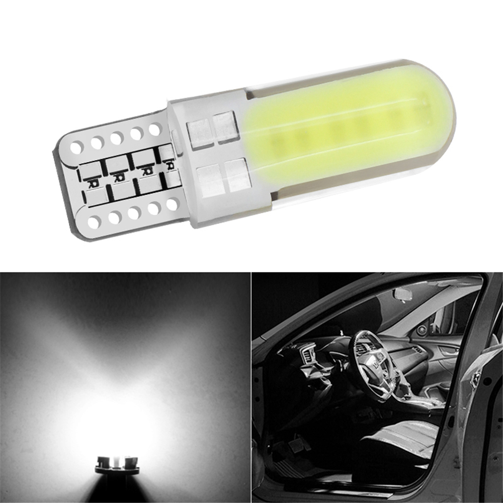 10PCS T10 W5W Silicone Case 12 Chips COB LED Car Wedge Interior Dome Reading Light WY5W 501 Auto Parking Bulbs Turn Side Lamps