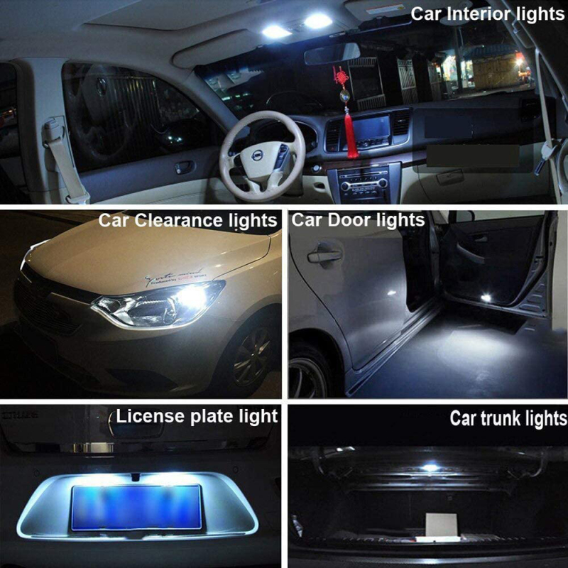 2PCS T10 194 2825 LED Bulbs 3030 12-SMD Bright Wedge Interior Dome Map Door License Plate Light