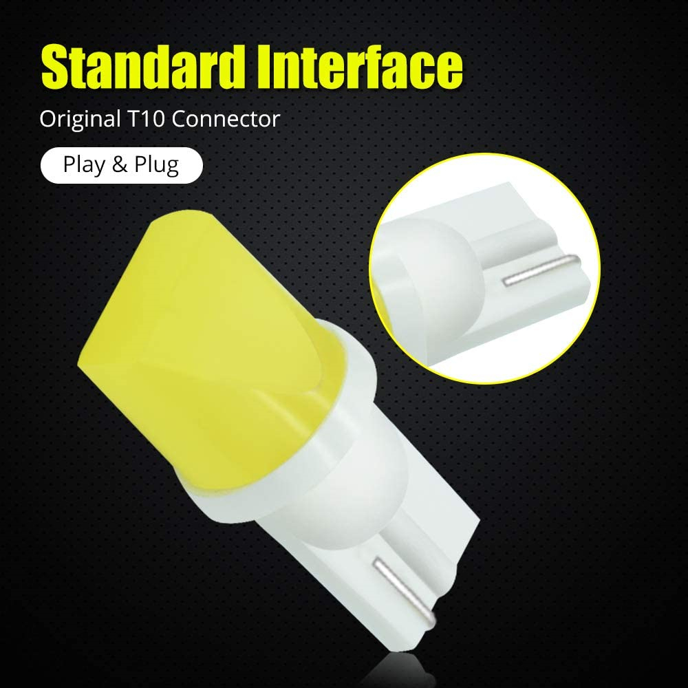 10PCS Mini 3D 168 194 T10 LED Bulbs Super Bright COB Chips Lamp for Side Marker Door Wedge lights
