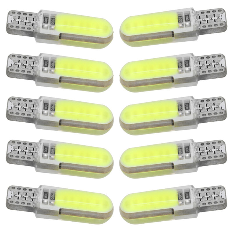 10PCS T10 W5W Silicone Case 12 Chips COB LED Car Wedge Interior Dome Reading Light WY5W 501 Auto Parking Bulbs Turn Side Lamps
