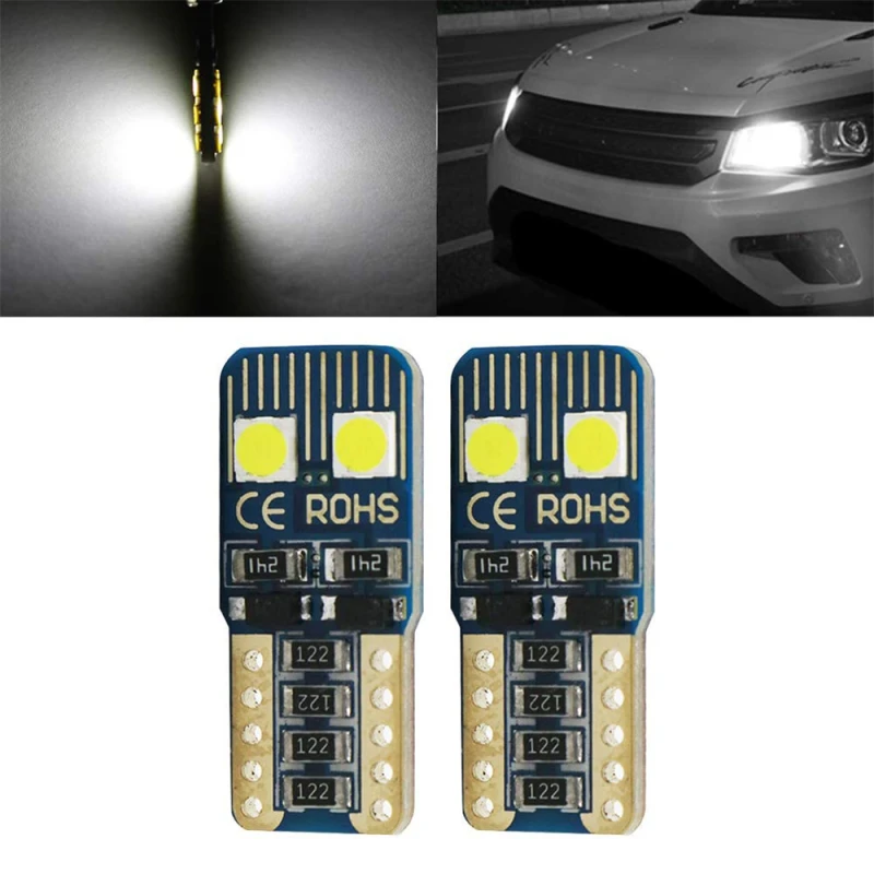 2PCS Car T10 W5W CANBUS Error Free 194 168 LED Bulb W5W 2825 158 194 Lamp