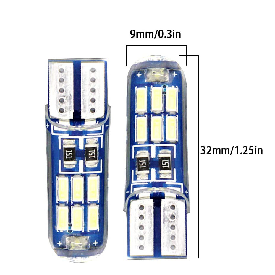 2x T10 Wedge 168 175 W5W LED Bulbs for Car Interior Dome Map Door Courtesy License Plate Lights
