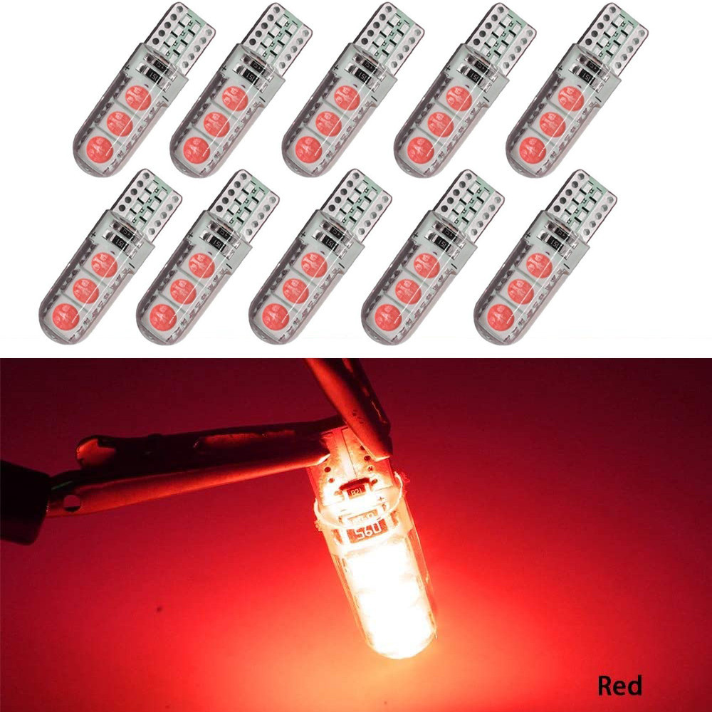 2x LED T10 W5W 194 5050 6SMD Light Bulbs Silicone Parking License Plate Lamp Auto Interior Light