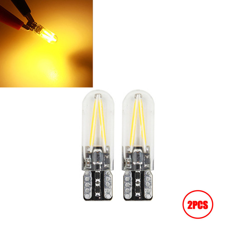 2x T10 LED W5W COB Filament Bulbs Glass Car Side Marker Light Interior Dome Reading Lamp