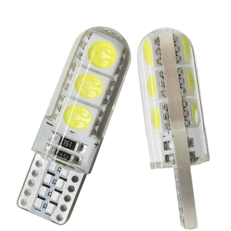 2x LED T10 W5W 194 5050 6SMD Light Bulbs Silicone Parking License Plate Lamp Auto Interior Light