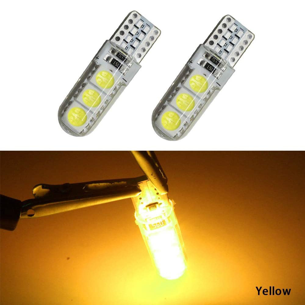2x LED T10 W5W 194 5050 6SMD Light Bulbs Silicone Parking License Plate Lamp Auto Interior Light