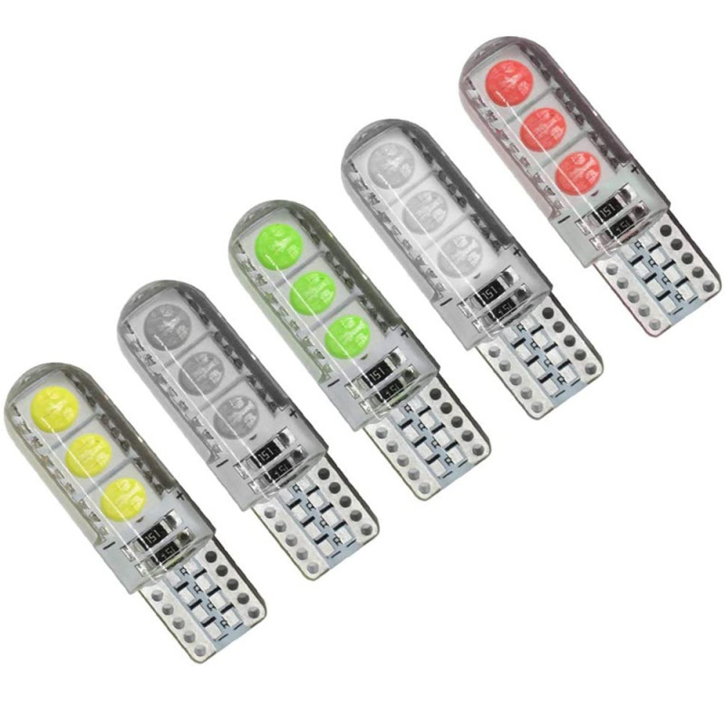 2x LED T10 W5W 194 5050 6SMD Light Bulbs Silicone Parking License Plate Lamp Auto Interior Light