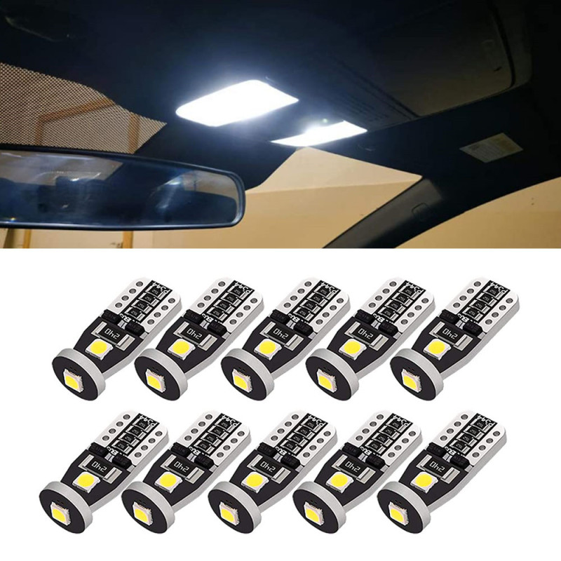 10x LED T10 194 168 2825 W5W 3SMD Bulbs for Dome Light  Map Door Courtesy  License Plate Trunk Light