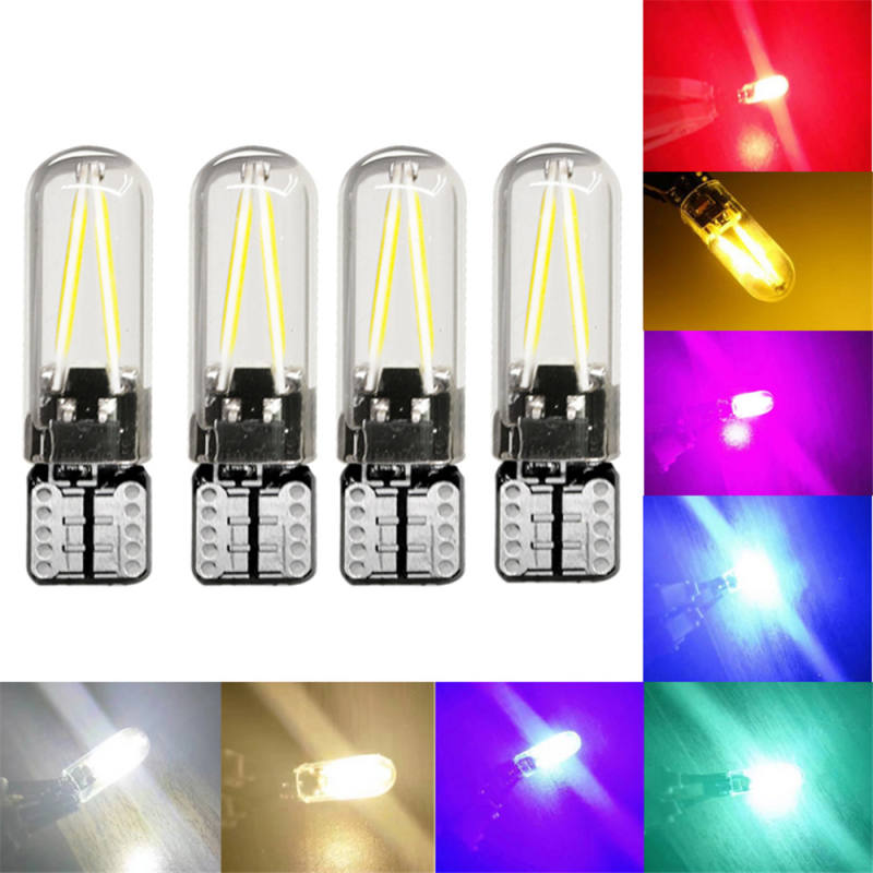 2x T10 LED W5W COB Filament Bulbs Glass Car Side Marker Light Interior Dome Reading Lamp