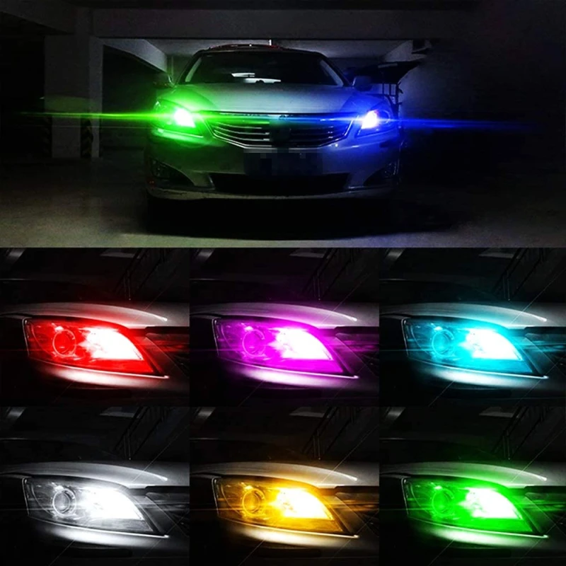 2x Led W5W T10 RGB Clearance Light Universal Car RGB Colorful Multi Mode Car Light Bulbs With Remote Controller