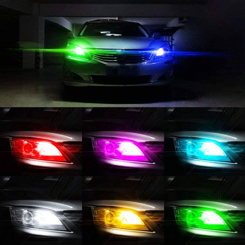 2x Led W5W T10 RGB Clearance Light Universal Car RGB Colorful Multi Mode Car Light Bulbs With Remote Controller
