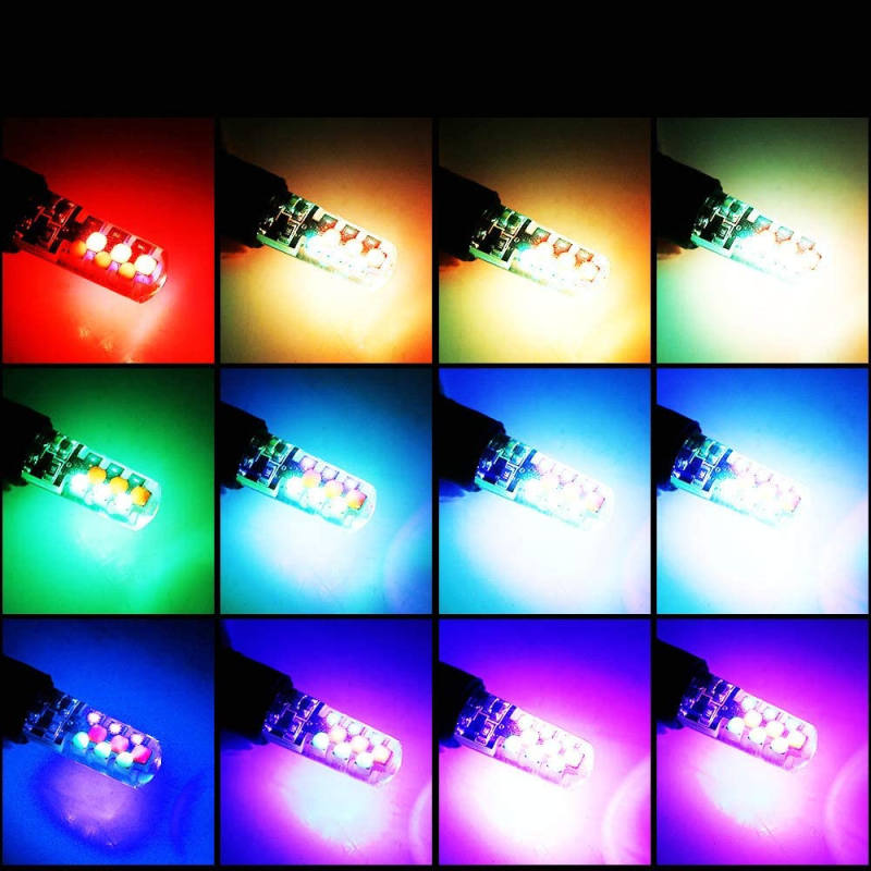 2x Led W5W T10 RGB Clearance Light Universal Car RGB Colorful Multi Mode Car Light Bulbs With Remote Controller