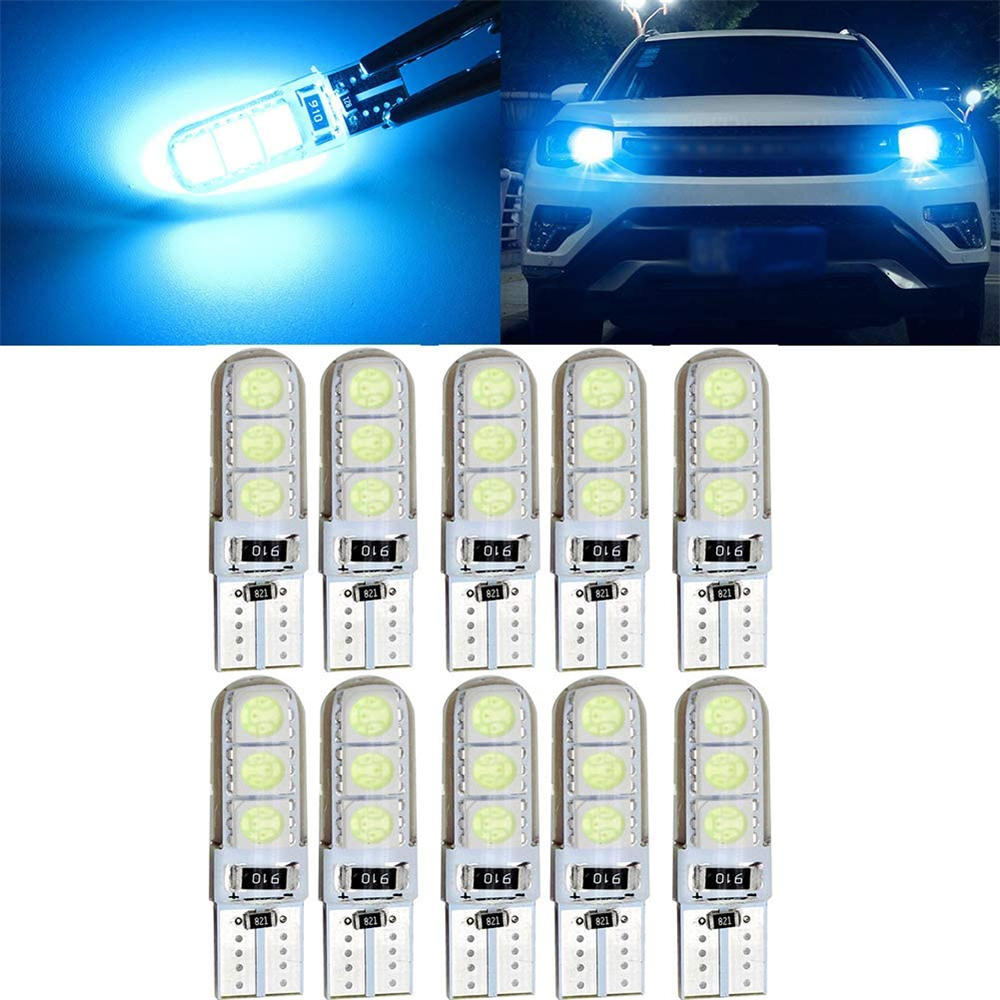 10x T10 Silicone Car Clearance Light T10 Wedge Led bulbs Interior Lights for W5W 194 168 2825