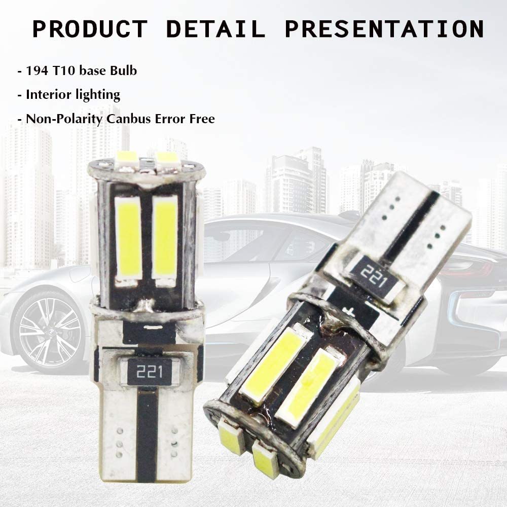 2x 194 T10 LED Bulb 168 2825 W5W 175 158 Lamp for Car Interior Lighting Map Dome Lamp Dashboard Lights