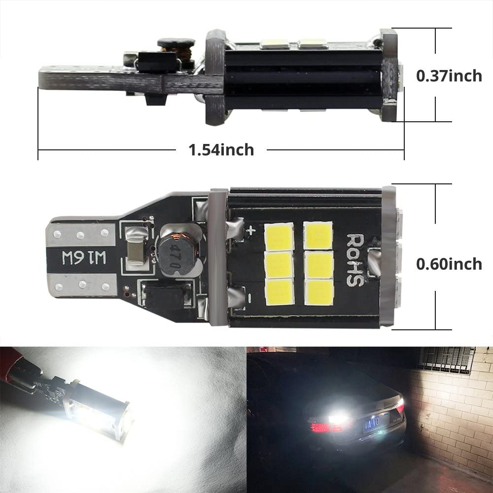 2x 9-30v 921 912 T15 LED Bulbs Lamps for Reverse Lights Xenon White