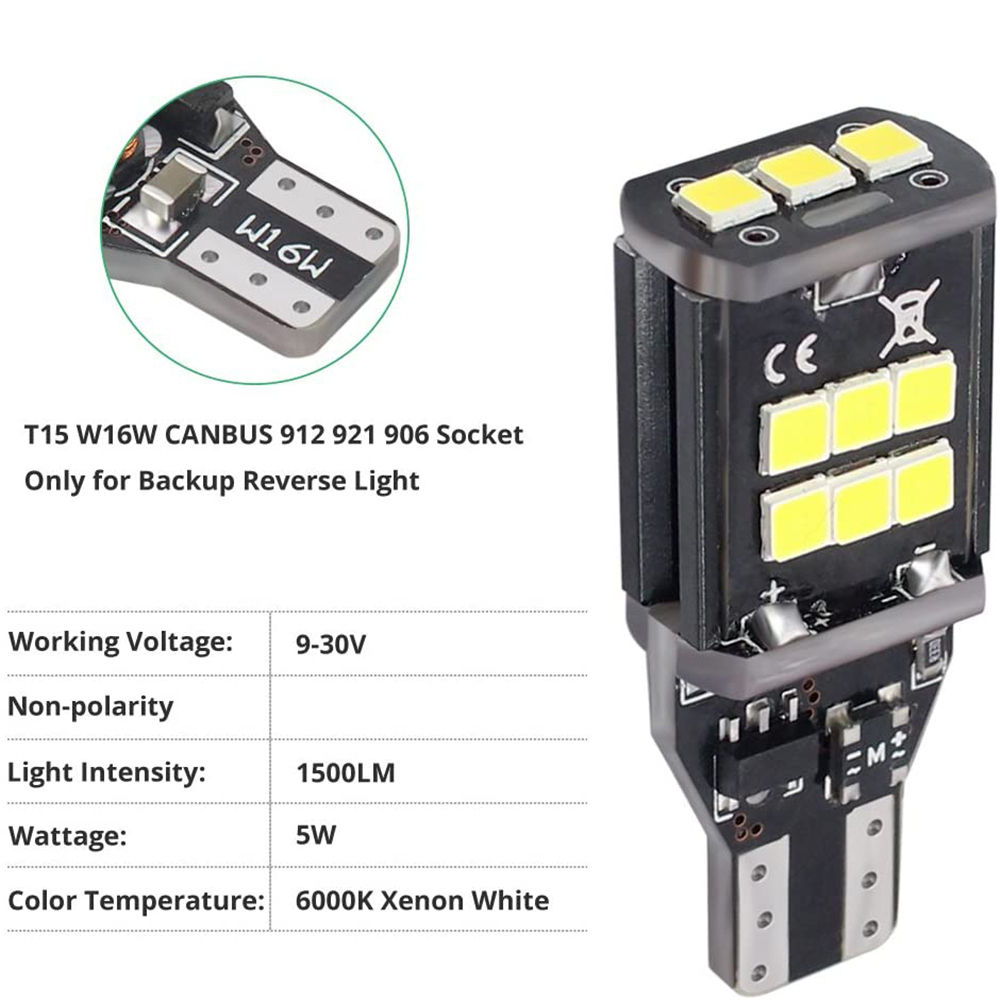 2x 9-30v 921 912 T15 LED Bulbs Lamps for Reverse Lights Xenon White