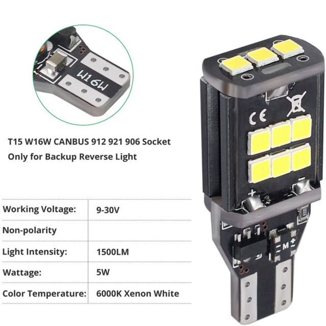 2x 9-30v 921 912 T15 LED Bulbs Lamps for Reverse Lights Xenon White