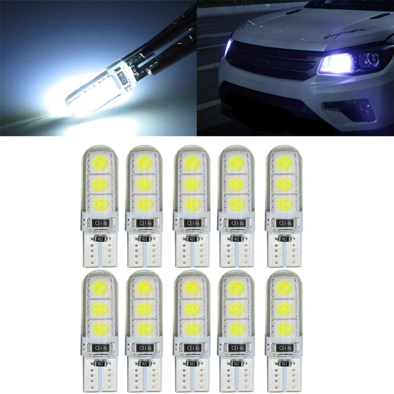 10x T10 Silicone Car Clearance Light T10 Wedge Led bulbs Interior Lights for W5W 194 168 2825