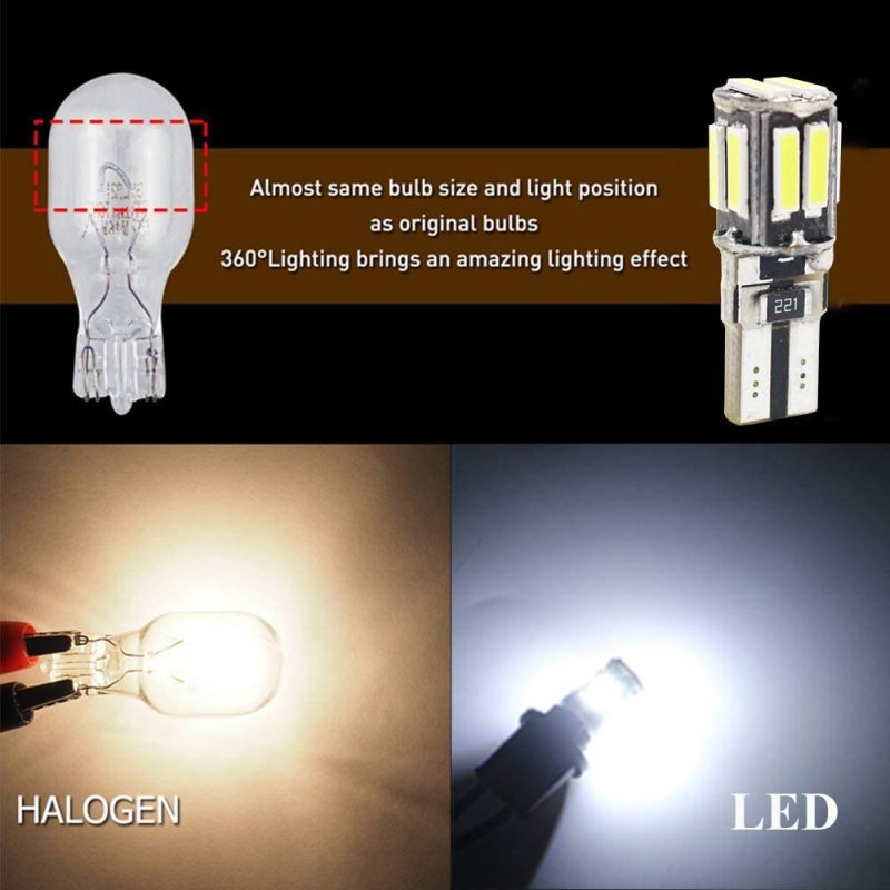 2x 194 T10 LED Bulb 168 2825 W5W 175 158 Lamp for Car Interior Lighting Map Dome Lamp Dashboard Lights