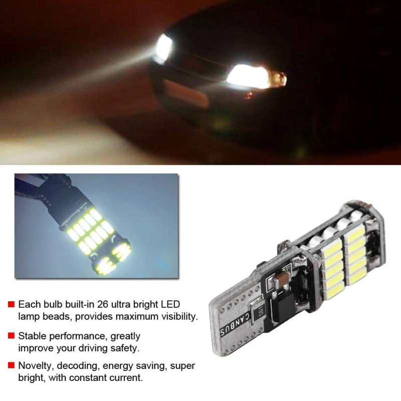 2x T10 Car Decoding LED Canbus Bulb Error Free Light Side Marker Bulb