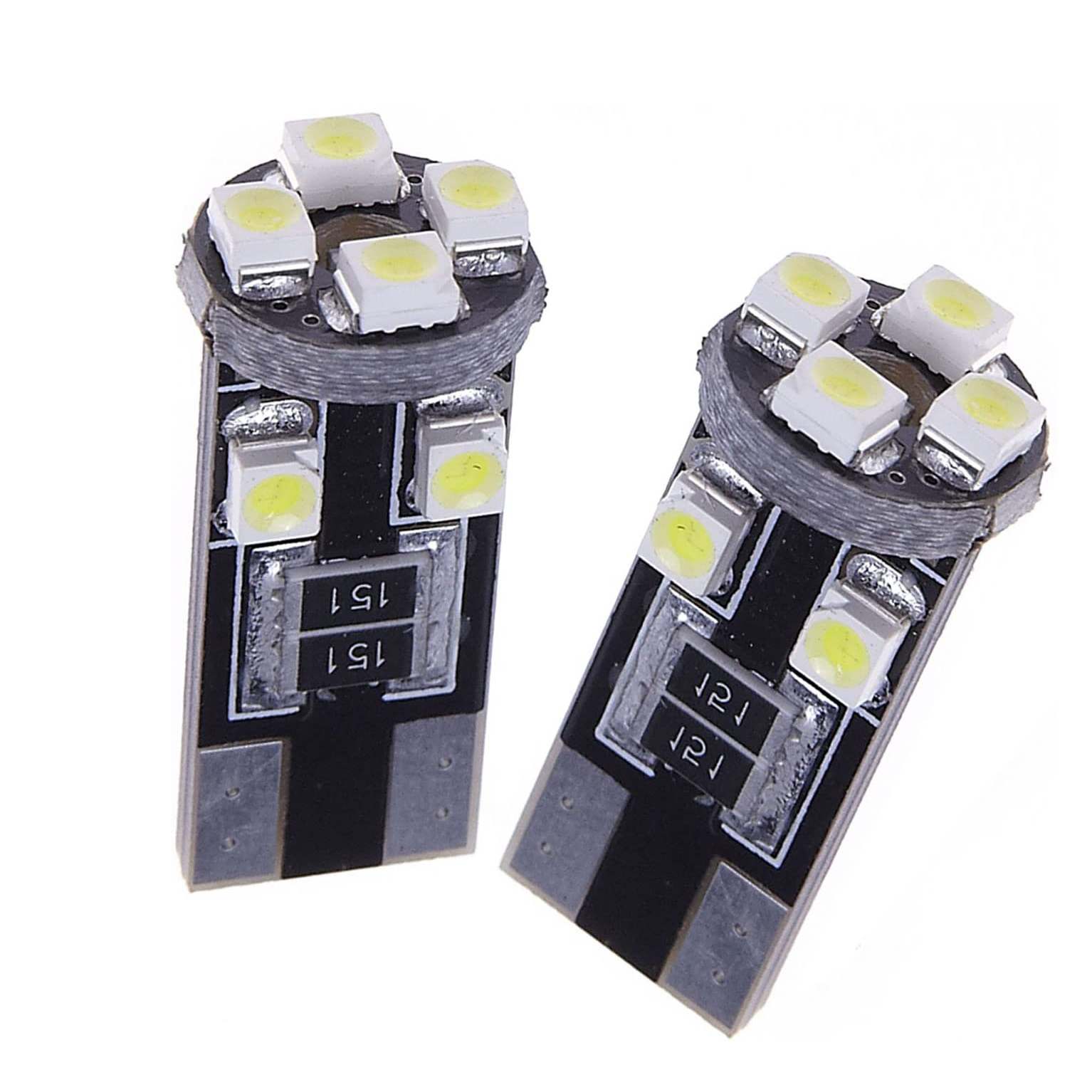 10x Canbus T10 W5W LED Bulbs w/Built-in Load Resistors for European Cars Interior Light