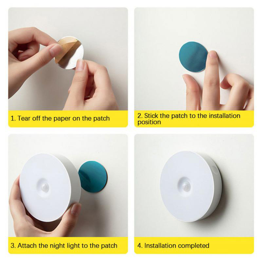 LED Motion Sensor Night Light USB Rechargeable Bedroom Wall Lamp Stairs Intelligent Body Light Sensor Lamp