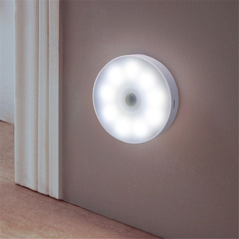 LED Motion Sensor Night Light USB Rechargeable Bedroom Wall Lamp Stairs Intelligent Body Light Sensor Lamp