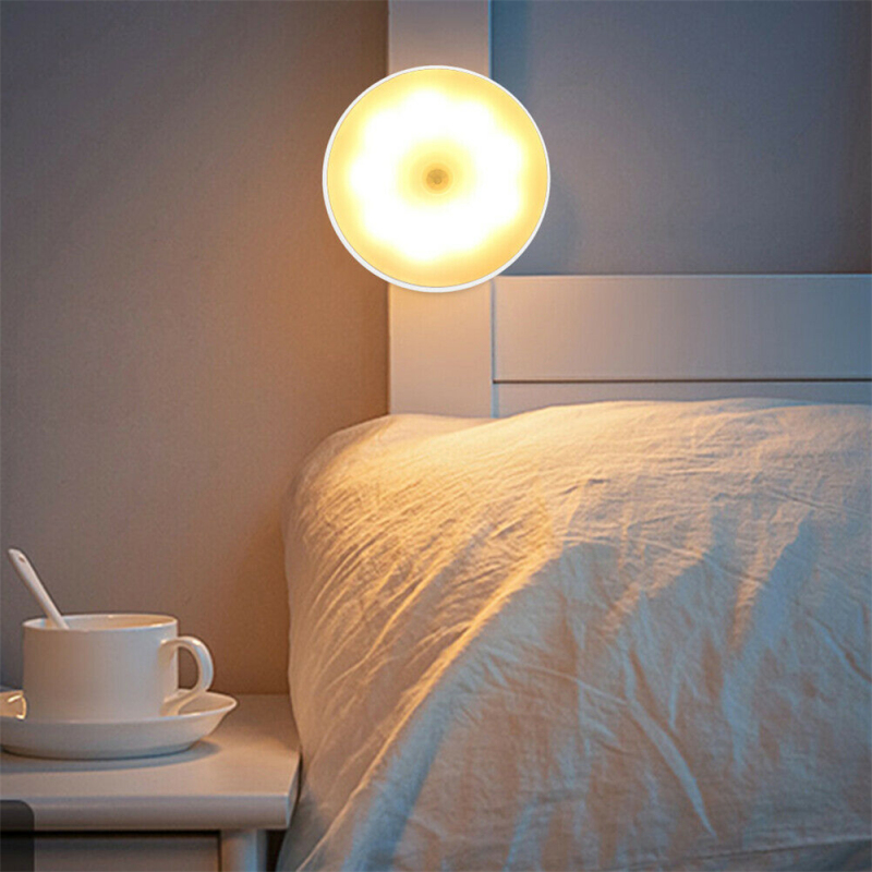 LED Motion Sensor Night Light USB Rechargeable Bedroom Wall Lamp Stairs Intelligent Body Light Sensor Lamp