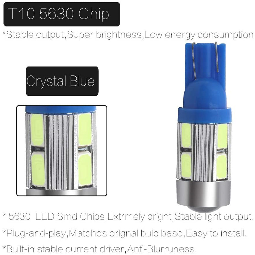 4x T10 5630 10smd Led Light W5W T10 Wedge Led Bulbs Car Lights Bulb