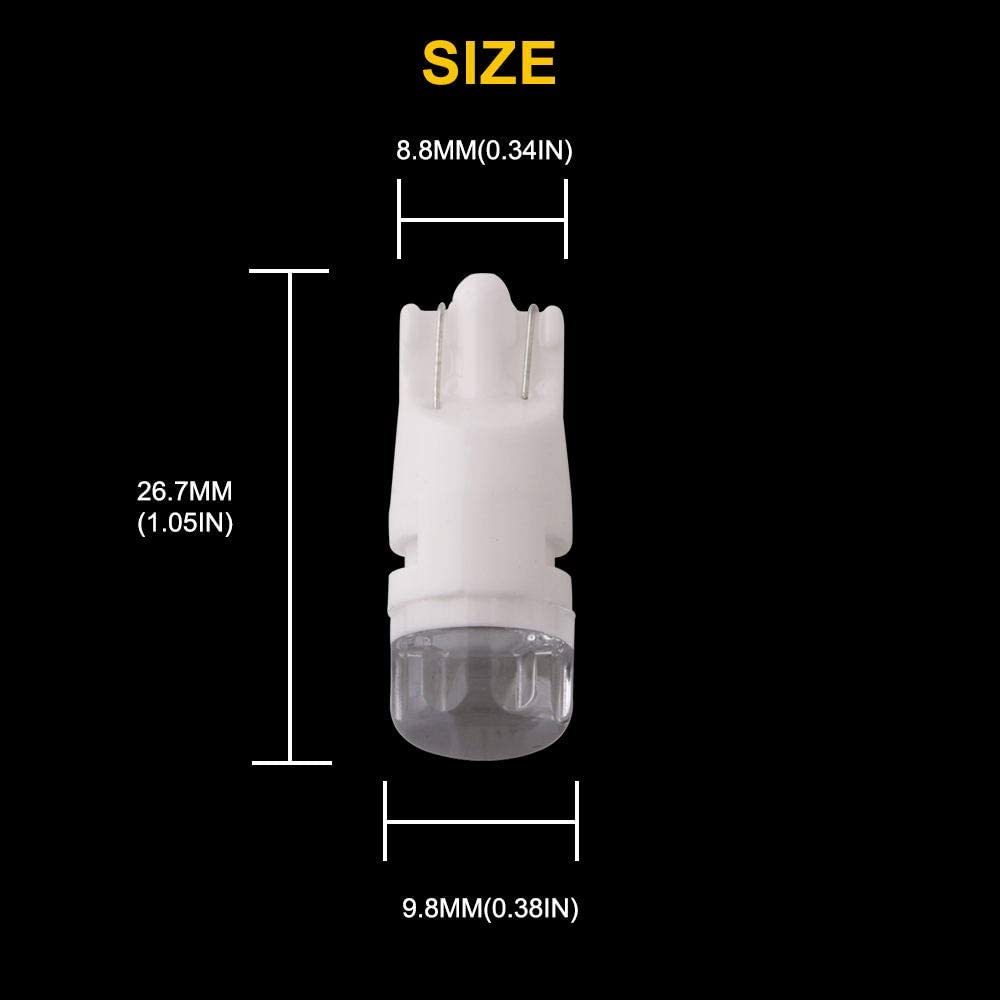 10x DC6V Ceramic T10 W5W Heteropolarity Spotlight Pinball LED Toy Vehicles Battery Car Light Bulbs