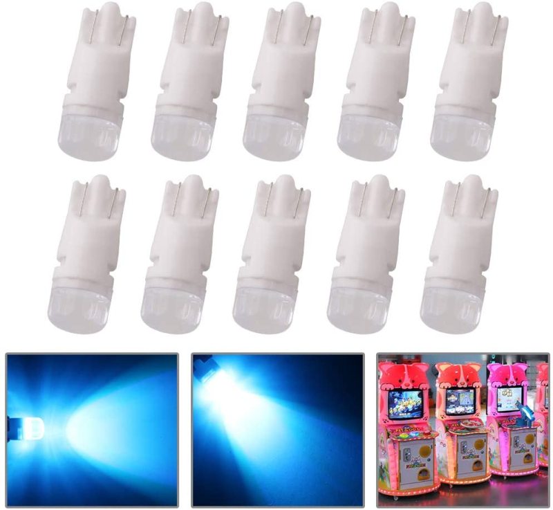 10x DC6V Ceramic T10 W5W Heteropolarity Spotlight Pinball LED Toy Vehicles Battery Car Light Bulbs