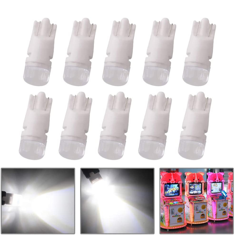 10x DC6V Ceramic T10 W5W Heteropolarity Spotlight Pinball LED Toy Vehicles Battery Car Light Bulbs