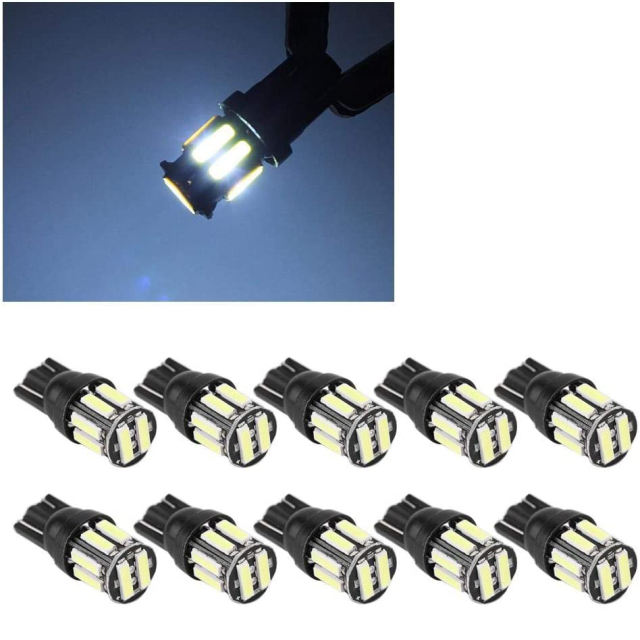10x T10 Car LED Wedge Reverse Instrument Panel Width Lamp Reading Light Bulbs