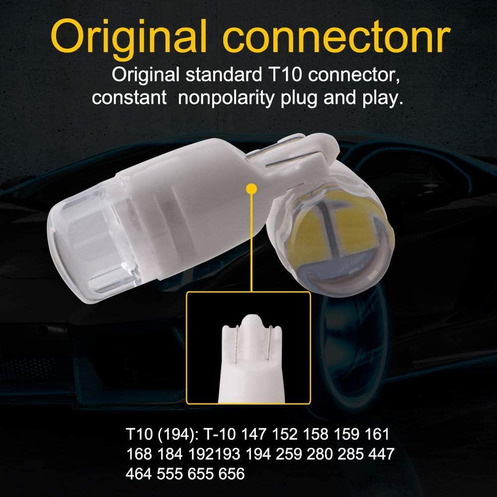 10x DC6V Ceramic T10 W5W Heteropolarity Spotlight Pinball LED Toy Vehicles Battery Car Light Bulbs