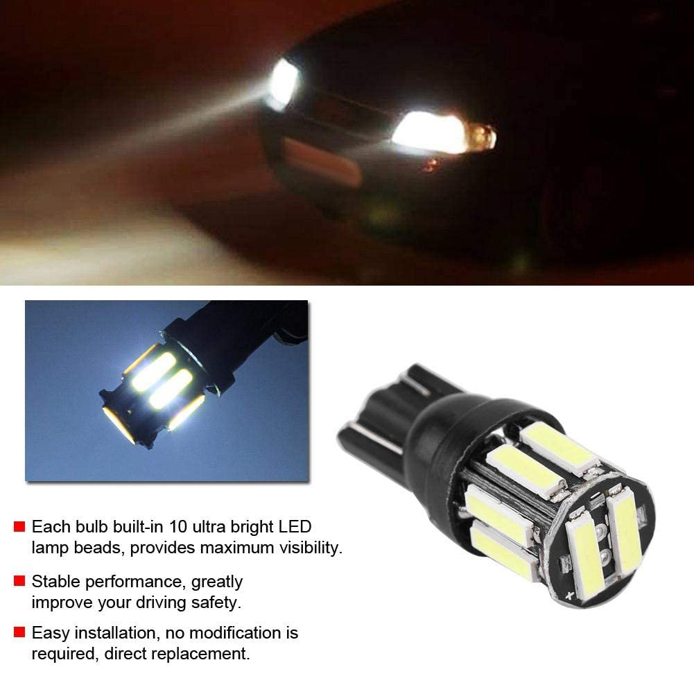10x T10 Car LED Wedge Reverse Instrument Panel Width Lamp Reading Light Bulbs