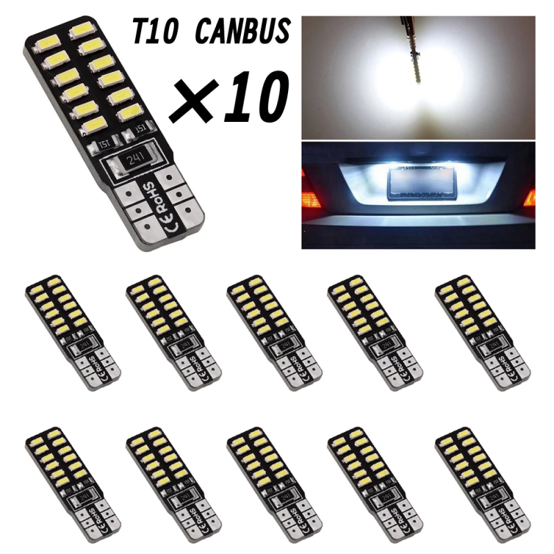 10x Canbus LED T10 Small lights Reading Light License Plate Car Width Bulb