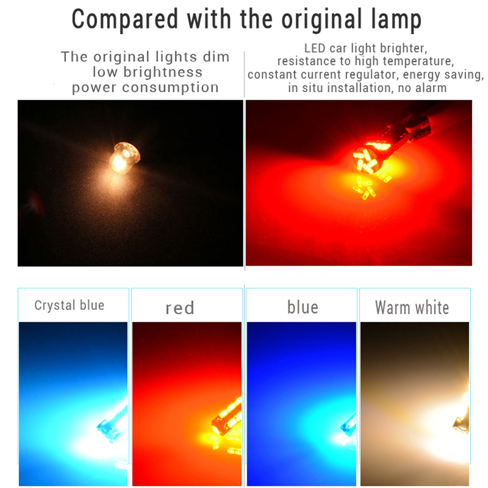 10x Non-Polarity T10 W5W 194 168 CANBUS LED Car Reading Light Door Tail Clearance Lights Bulb