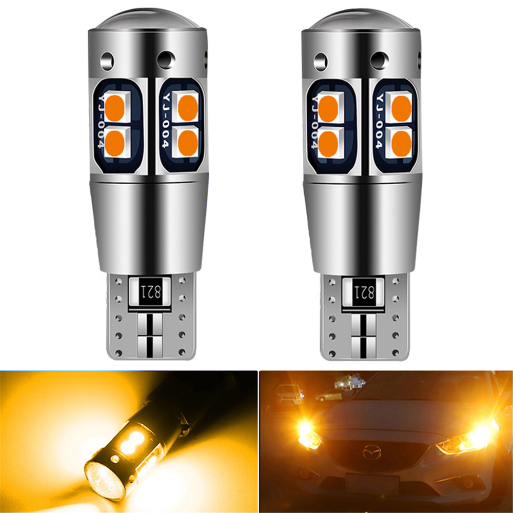 2x T10 Car Led Light Bulb Aluminium Shell with Lens W5W 194 Car Diode Lamp 12V