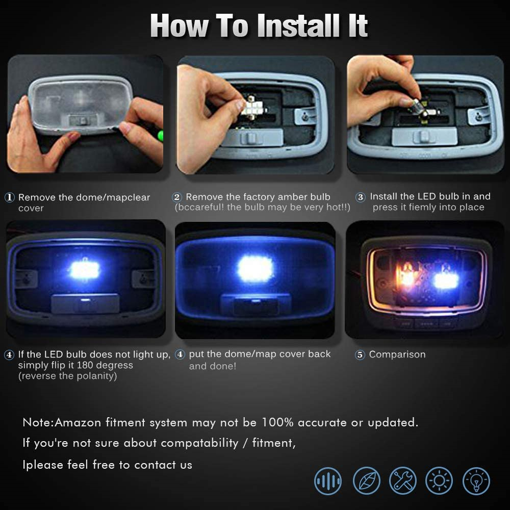 4x 31mm/36mm/39mm/41mm Festoon Car LED Bulb for Dome Map Light Glove Box Door Lamp Trunk Cargo Lights